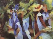 August Macke Girls Amongst Trees (mk09) oil painting artist